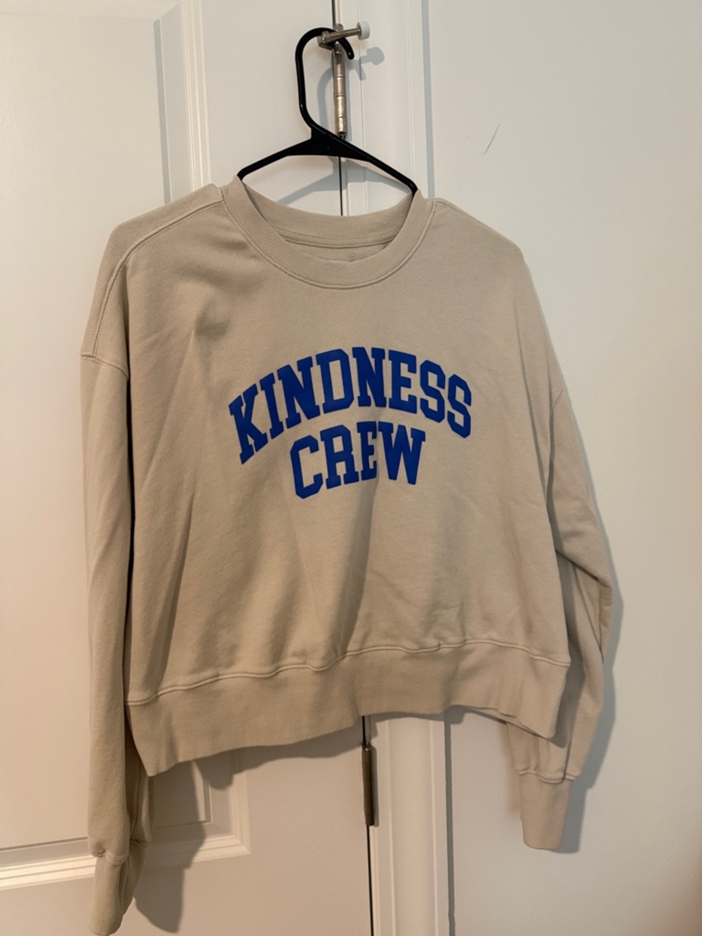 Old Navy Kindness Crew Women's Cream Sweatshirt with Blue Logo